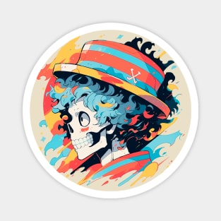 skull wearing a straw hat, Magnet